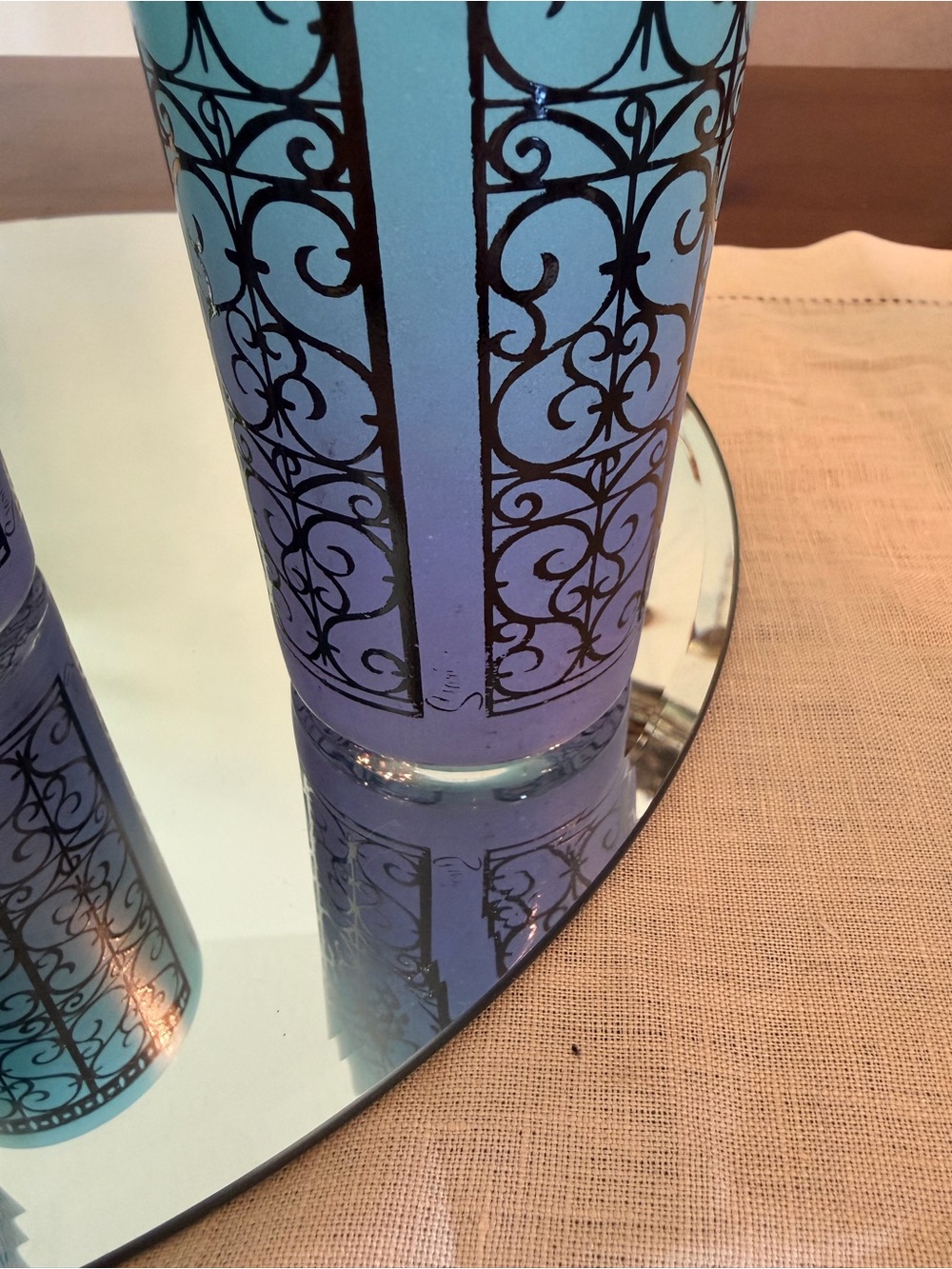 "MCM Starlyte Madrid Blue Purple
Frosted Ombre w/Black Scroll
Highball - Picture 11 of 11